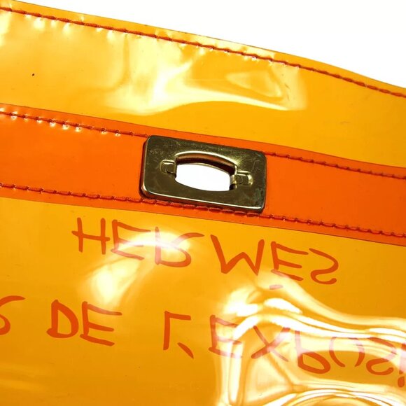 Hermes Orange Vinyl Kelly Beach Handbag SOUVENIR DE L'EXPOSITION 1998 91375 - Picture 8 of 12